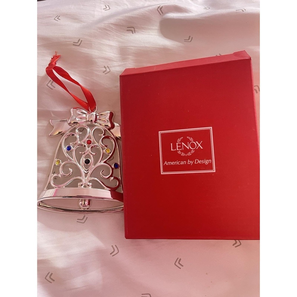 LENOX Tree Ornament Snowflake Sparkle‎ & Scroll Multi-Crystal Silverplate NEW